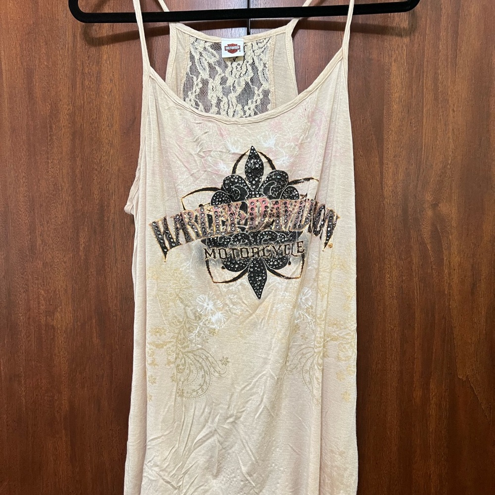 Harley-Davidson Cream Lace-Back Camisole